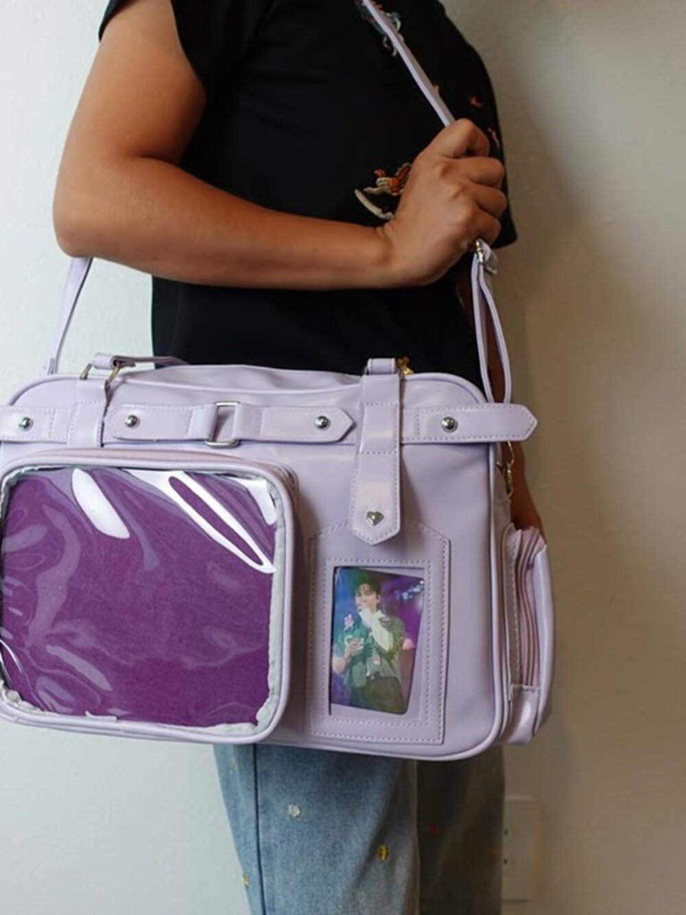 Lavender Ita Bag Crossbody Y2K Kawaii Anime Pin Display Photocard Shoulder Bag